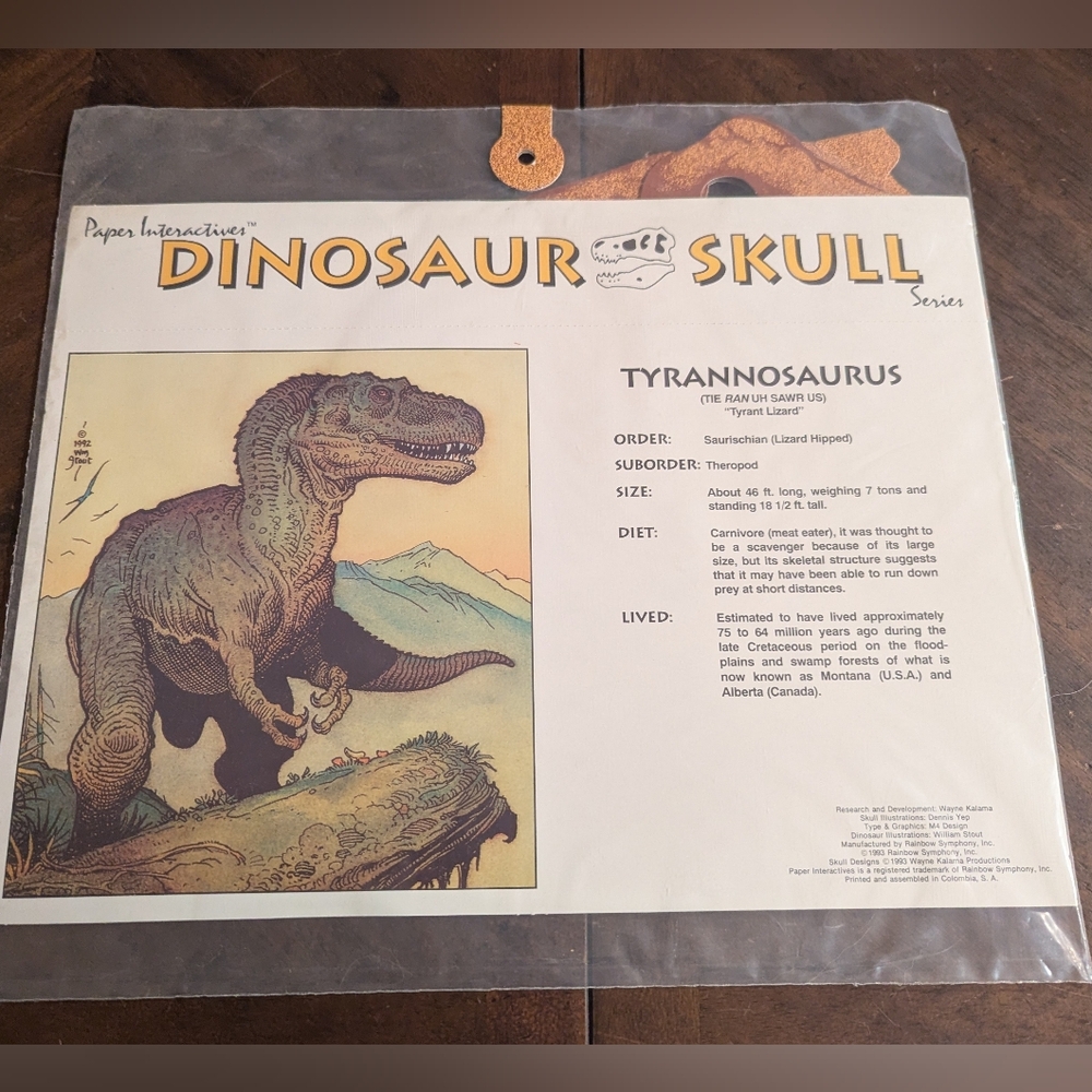 Vintage educational collectible — 1990s era “Paper Interactives” Dinosaur Skull